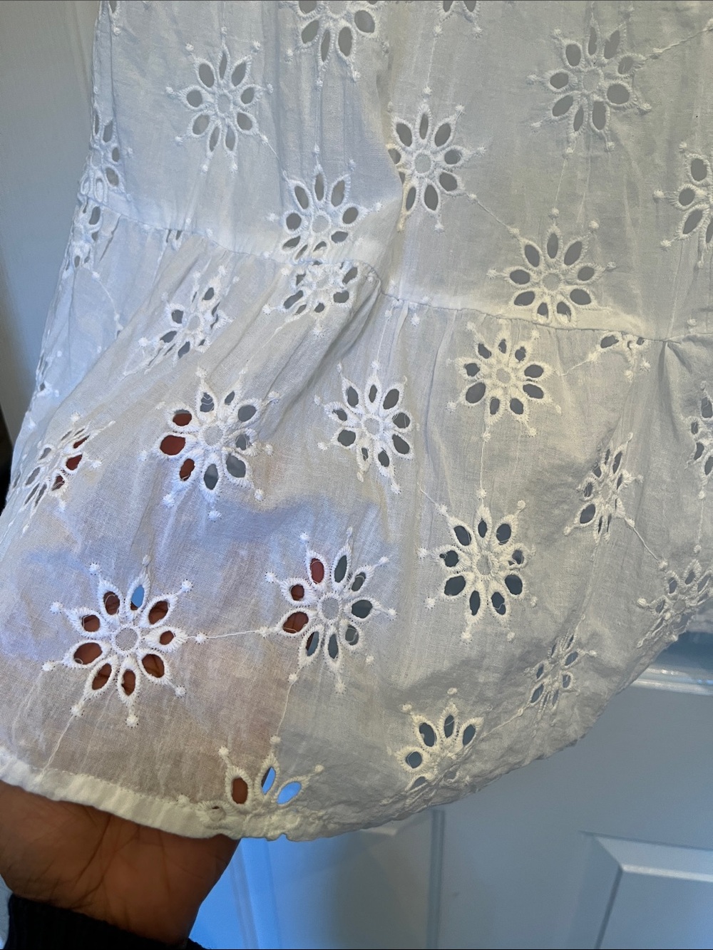 Entro White Eyelet Ruffle Mini Dress Medium - Picture 4 of 16